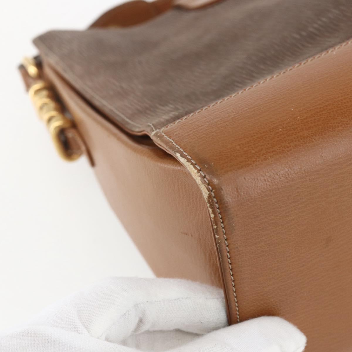 LOEWE Velazquez Shoulder Bag Leather Brown Gold Auth 155607