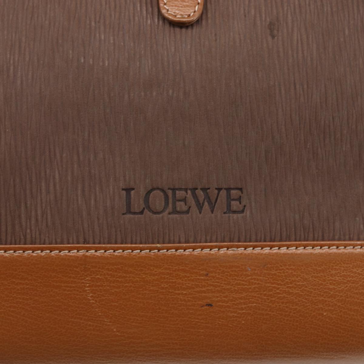 LOEWE Velazquez Shoulder Bag Leather Brown Gold Auth 155607