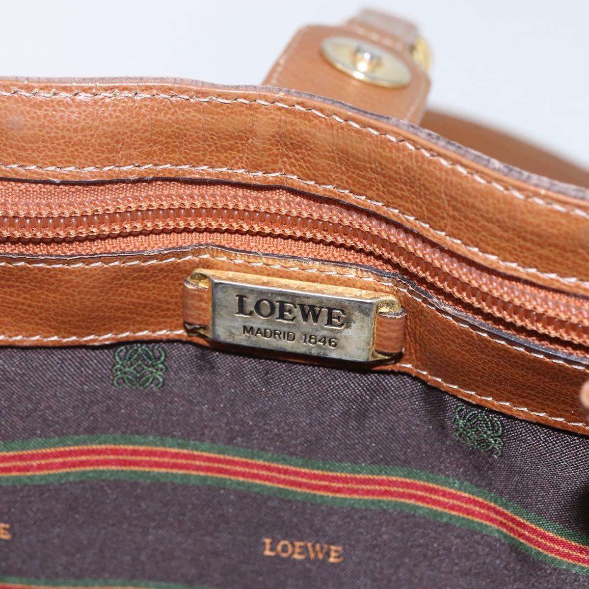 LOEWE Velazquez Shoulder Bag Leather Brown Gold Auth 155607
