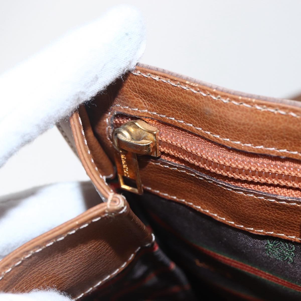 LOEWE Velazquez Shoulder Bag Leather Brown Gold Auth 155607