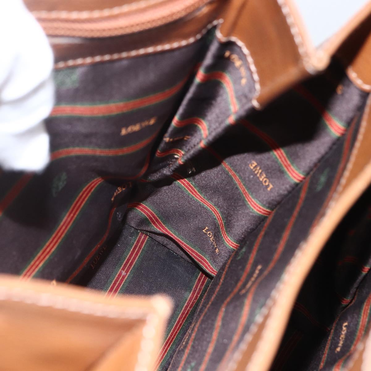 LOEWE Velazquez Shoulder Bag Leather Brown Gold Auth 155607