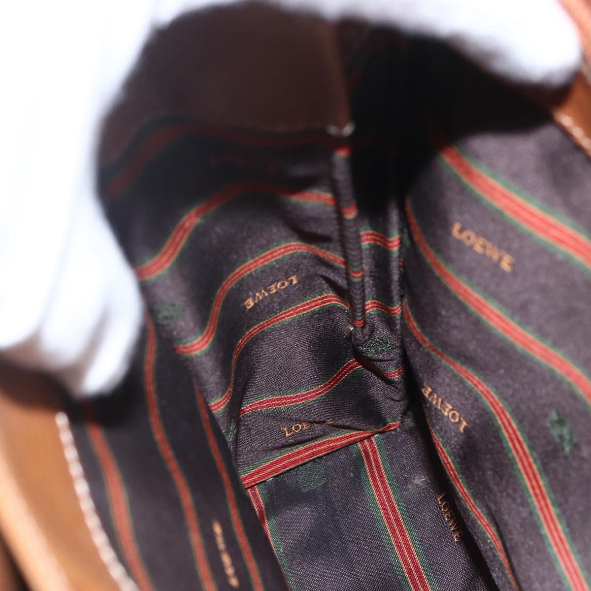 LOEWE Velazquez Shoulder Bag Leather Brown Gold Auth 155607