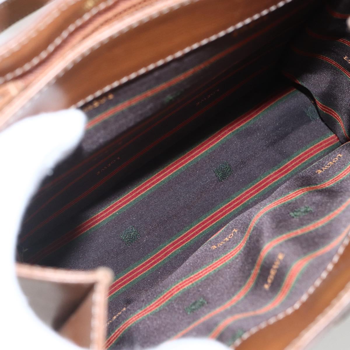 LOEWE Velazquez Shoulder Bag Leather Brown Gold Auth 155607