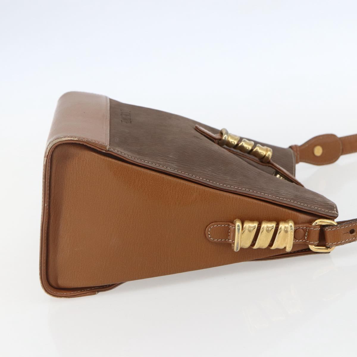 LOEWE Velazquez Shoulder Bag Leather Brown Gold Auth 155607