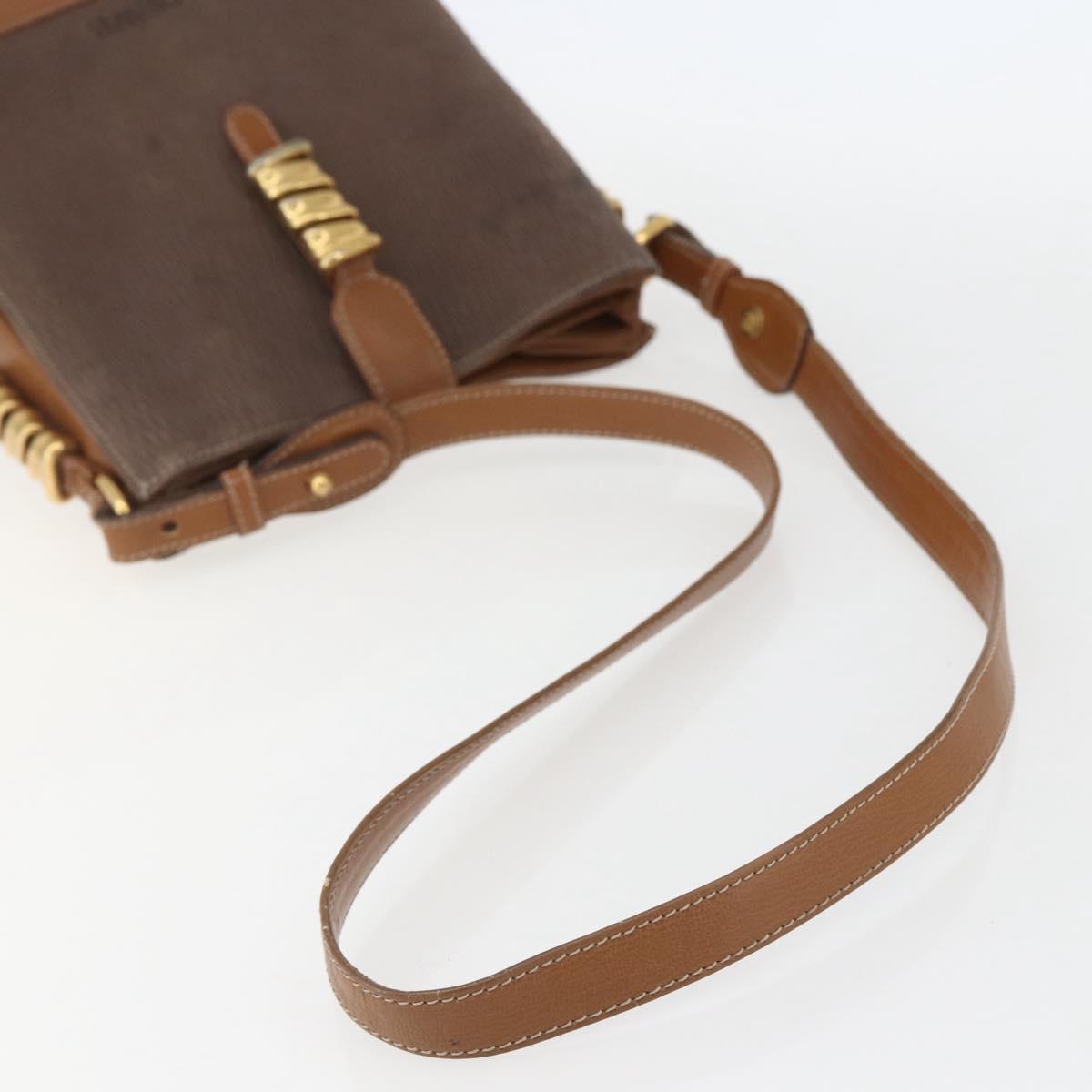 LOEWE Velazquez Shoulder Bag Leather Brown Gold Auth 155607