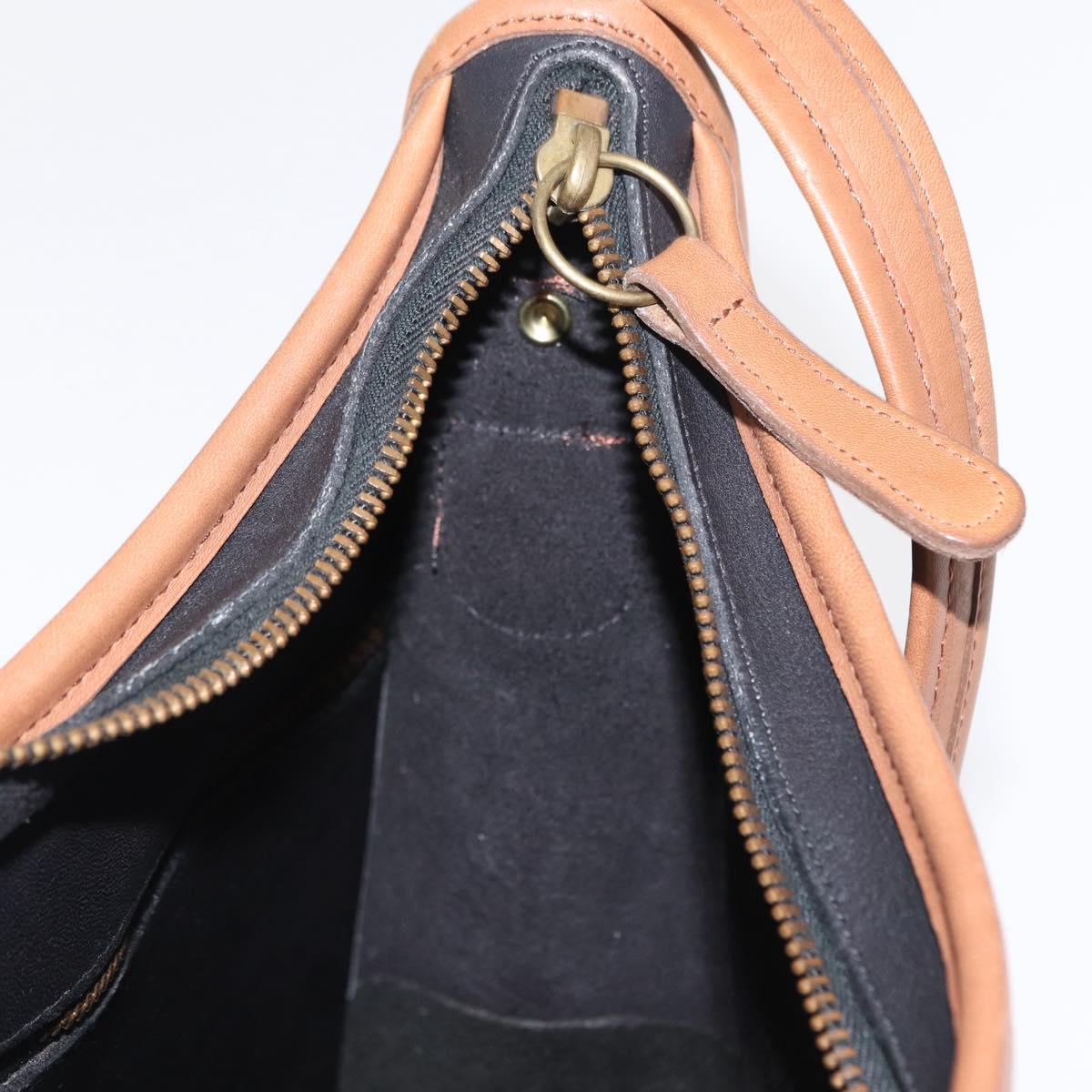 Coach Shoulder Bag Leather Black Gold Auth 155609