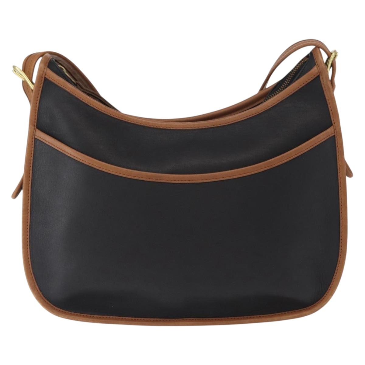 Coach Shoulder Bag Leather Black Gold Auth 155609