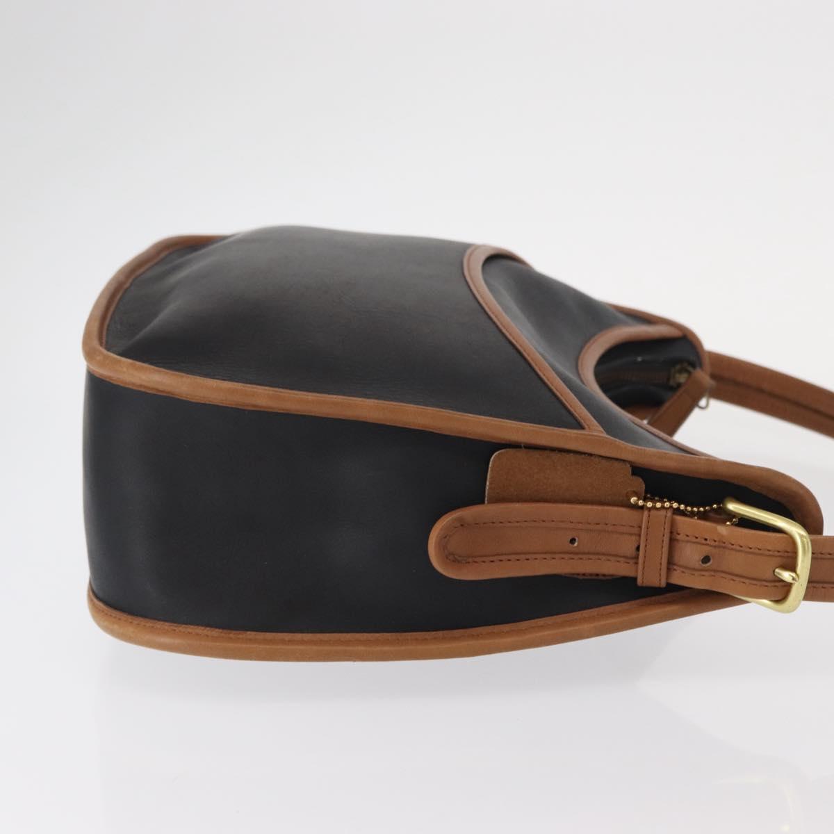 Coach Shoulder Bag Leather Black Gold Auth 155609