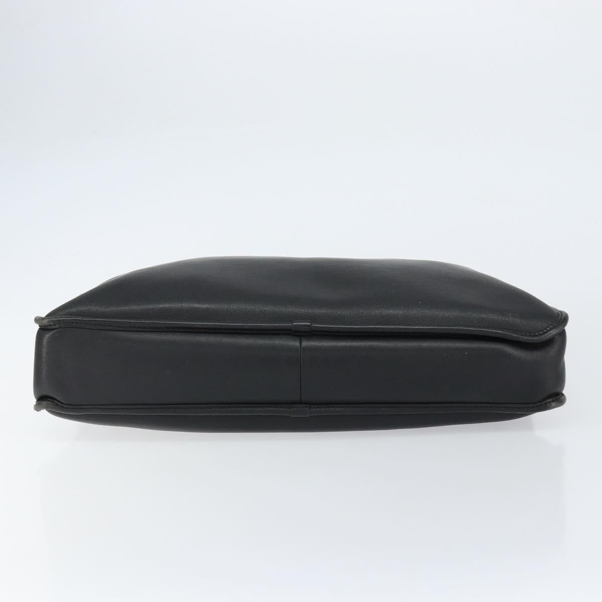 LOEWE Anagram Hand Bag Leather Black Silver Auth 155610