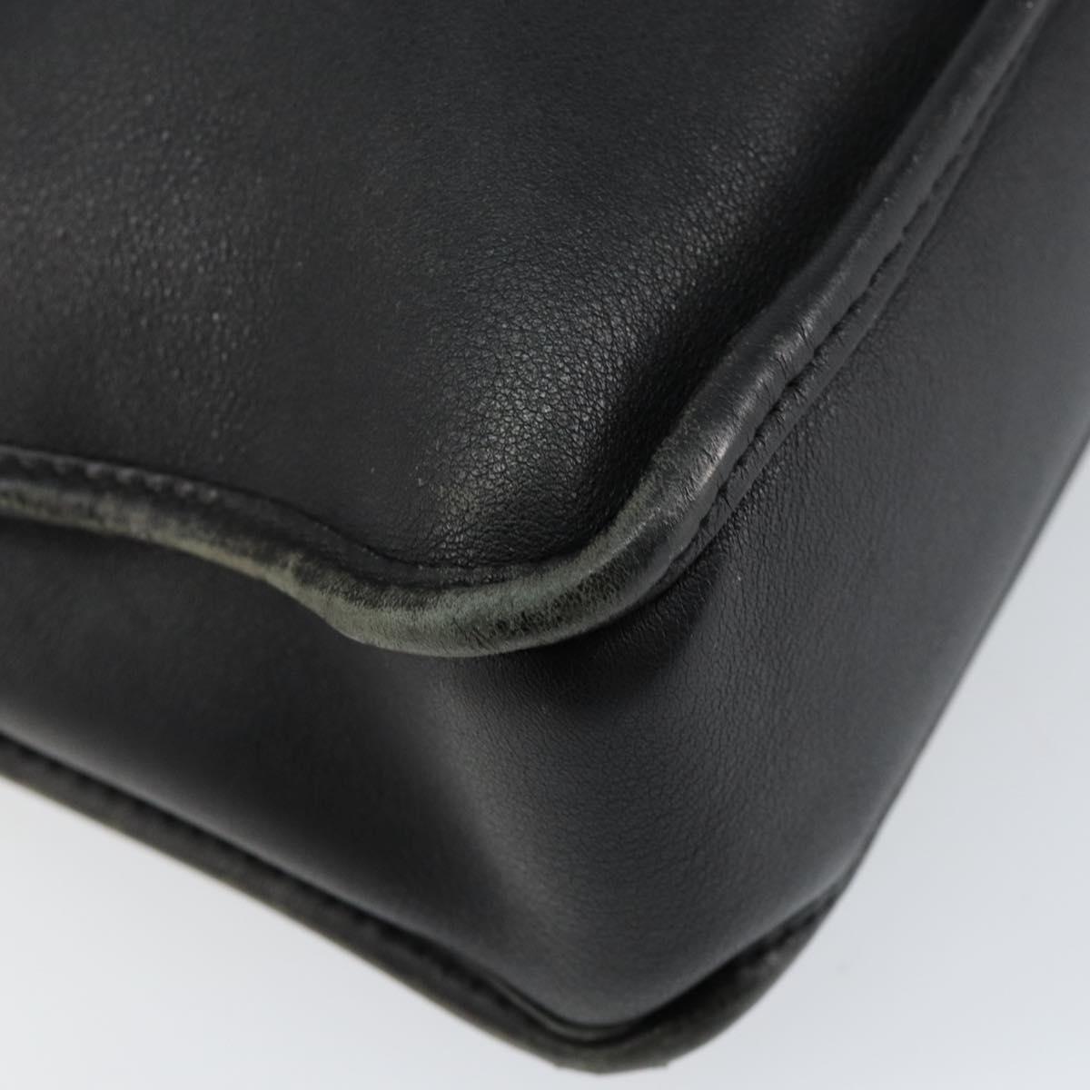 LOEWE Anagram Hand Bag Leather Black Silver Auth 155610