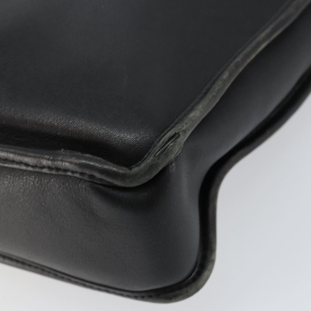 LOEWE Anagram Hand Bag Leather Black Silver Auth 155610