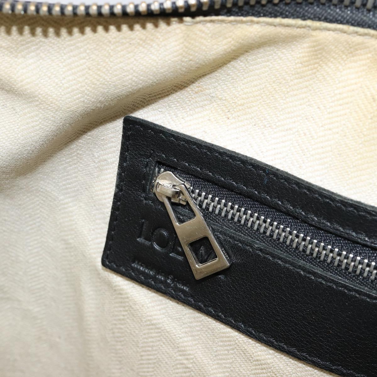 LOEWE Anagram Hand Bag Leather Black Silver Auth 155610