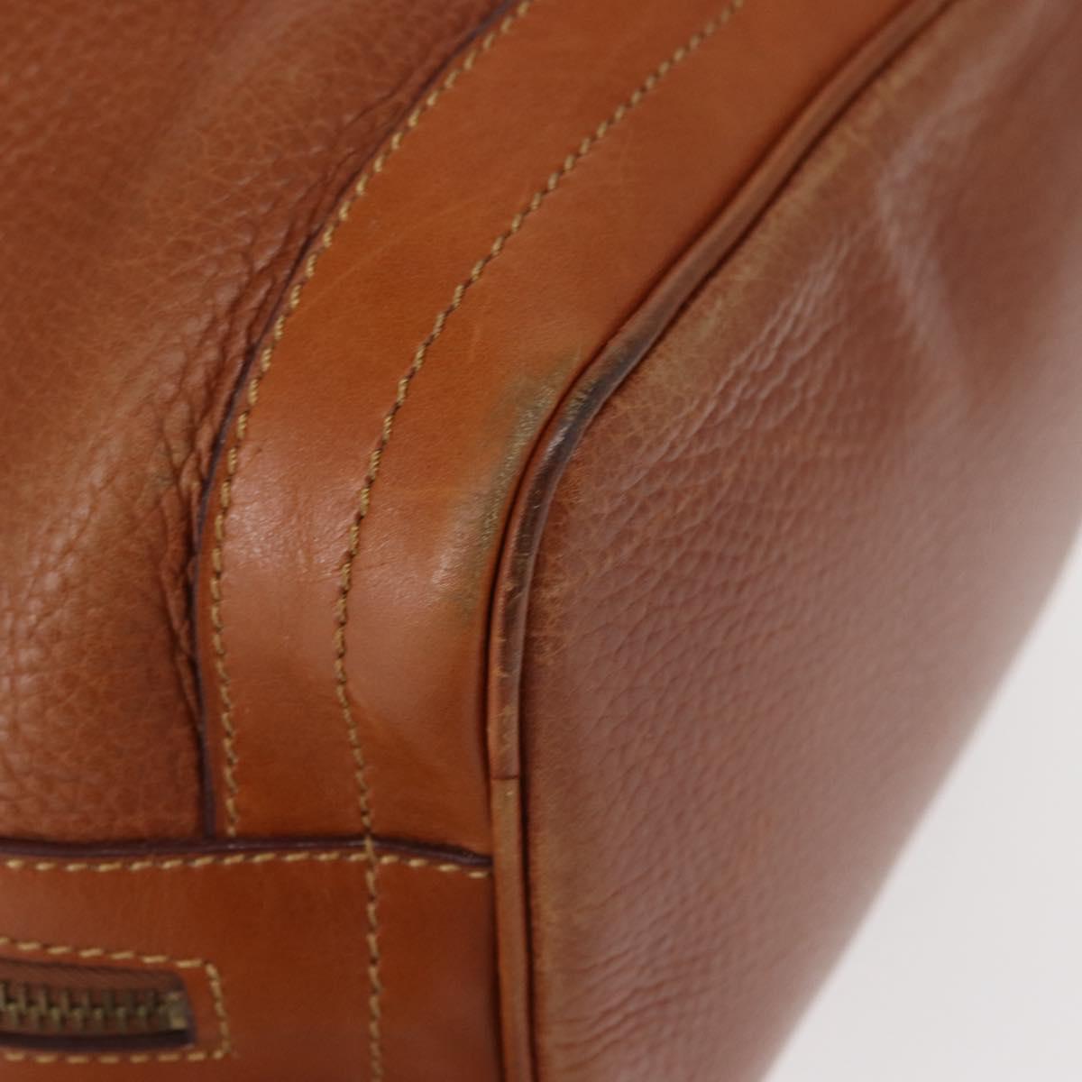 CELINE Shoulder Bag Leather Brown Gold Auth 155612