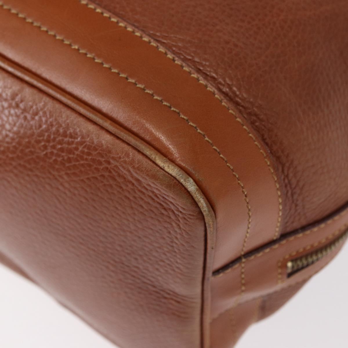 CELINE Shoulder Bag Leather Brown Gold Auth 155612