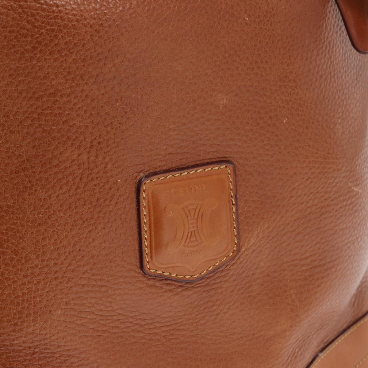 CELINE Shoulder Bag Leather Brown Gold Auth 155612