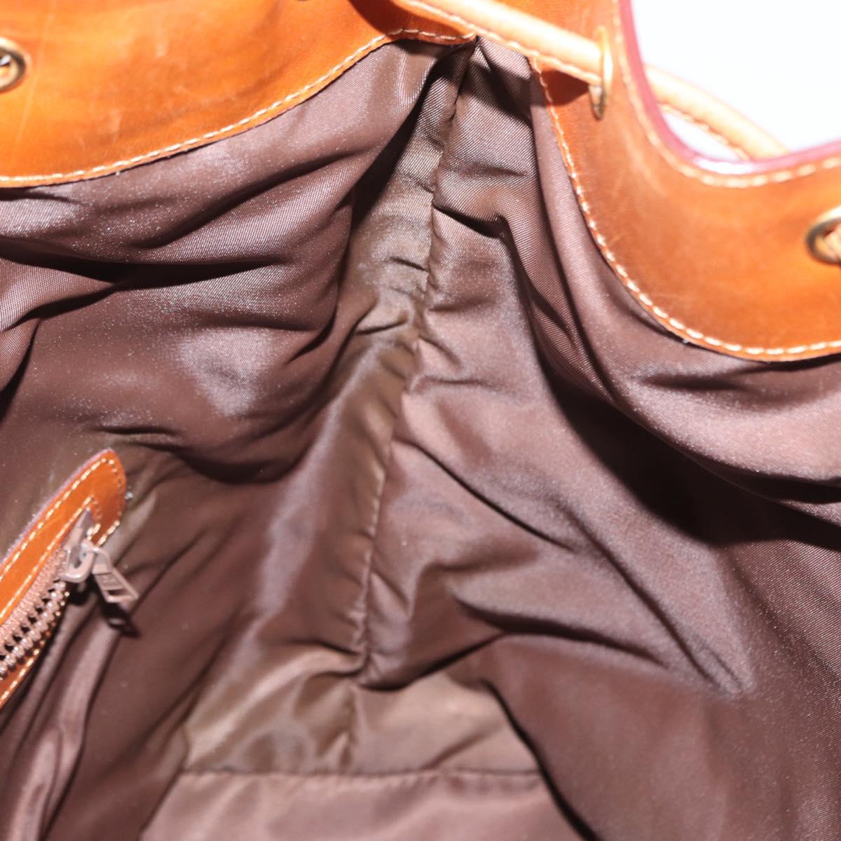 CELINE Shoulder Bag Leather Brown Gold Auth 155612