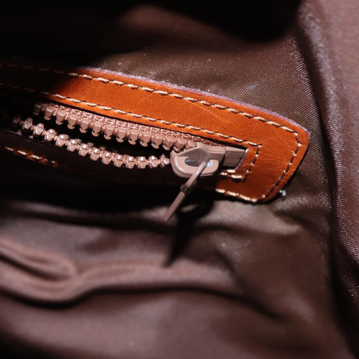 CELINE Shoulder Bag Leather Brown Gold Auth 155612