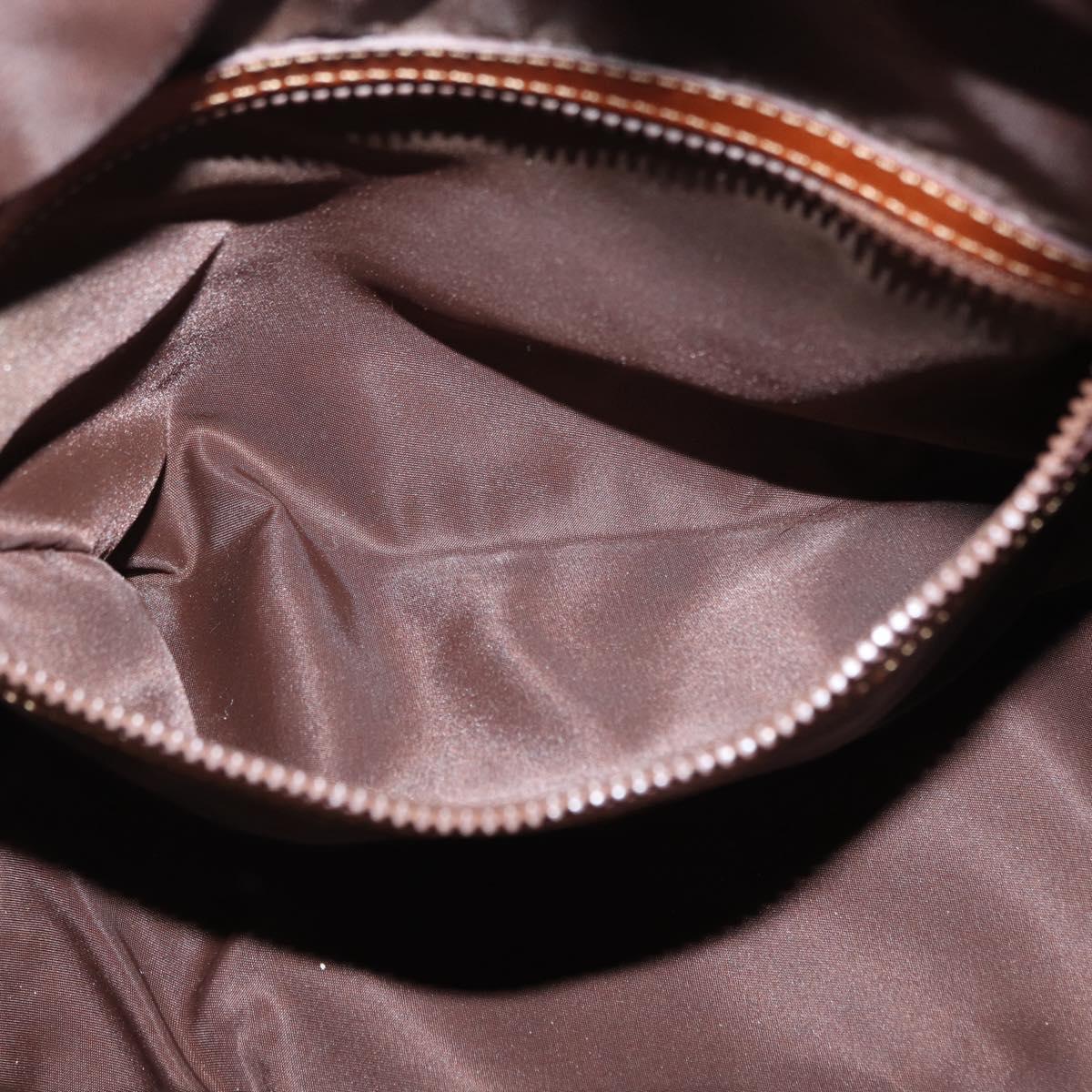 CELINE Shoulder Bag Leather Brown Gold Auth 155612