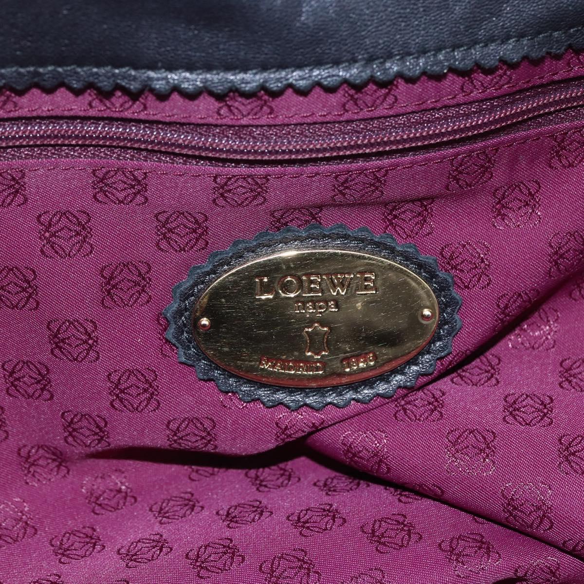 LOEWE Tote Bag Leather Black Auth 155613