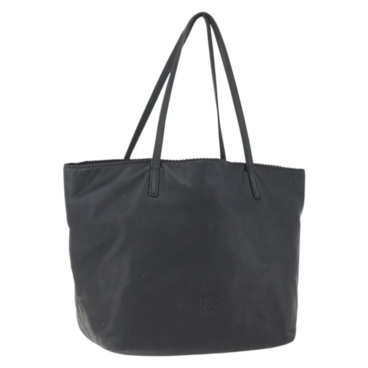 LOEWE Tote Bag Leather Black Auth 155613