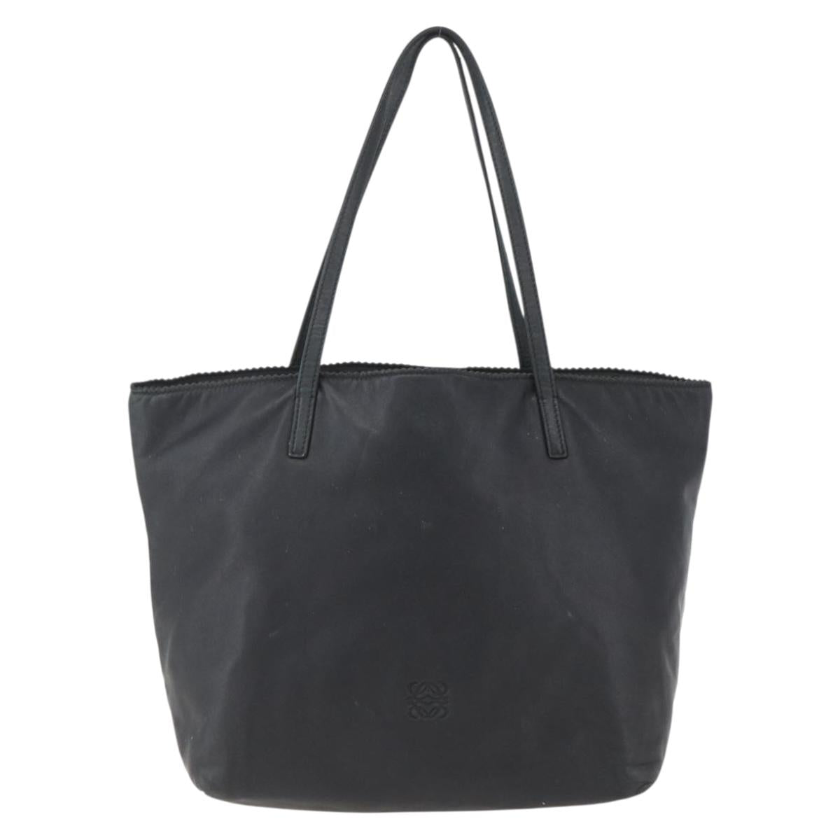 LOEWE Tote Bag Leather Black Auth 155613