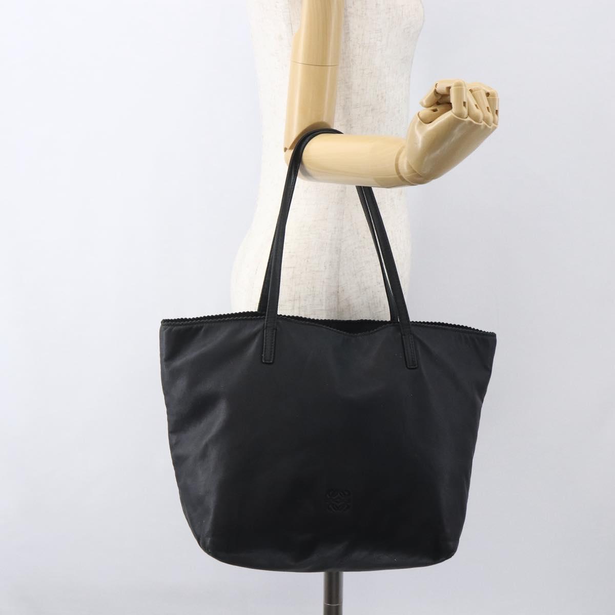 LOEWE Tote Bag Leather Black Auth 155613