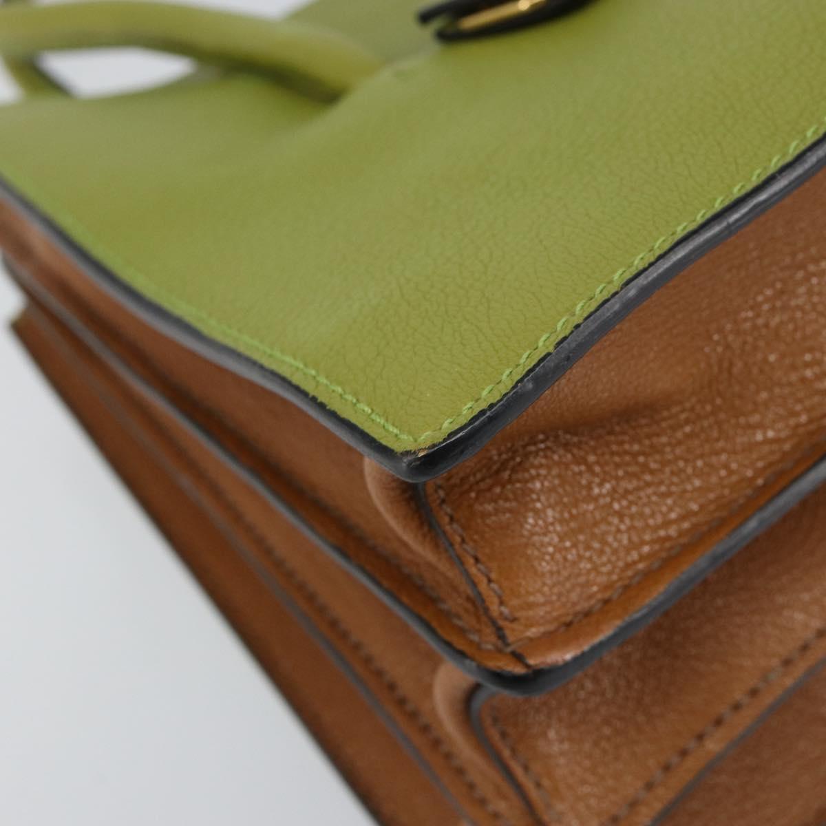 Miu Miu Hand Bag Leather Green Gold Auth 155616