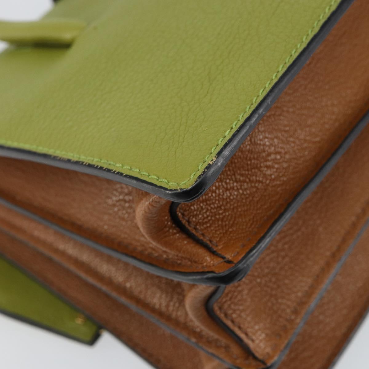 Miu Miu Hand Bag Leather Green Gold Auth 155616