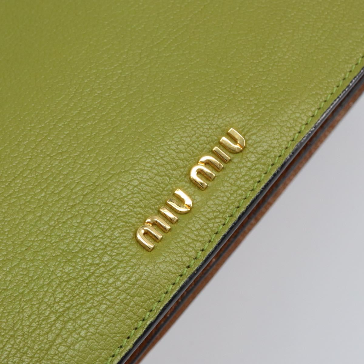 Miu Miu Hand Bag Leather Green Gold Auth 155616