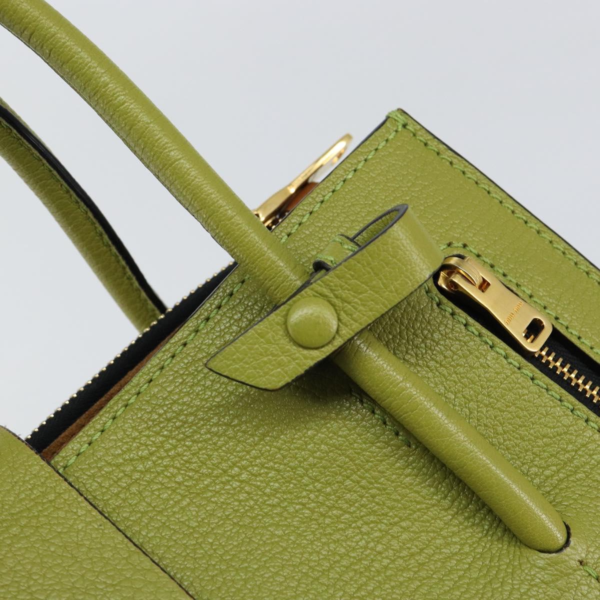 Miu Miu Hand Bag Leather Green Gold Auth 155616