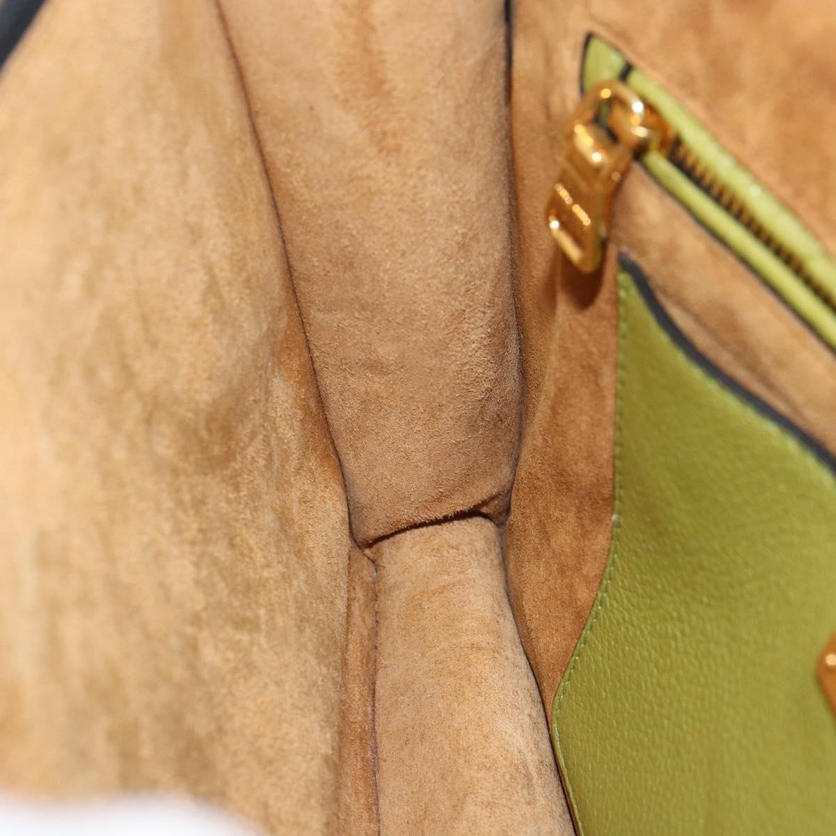 Miu Miu Hand Bag Leather Green Gold Auth 155616