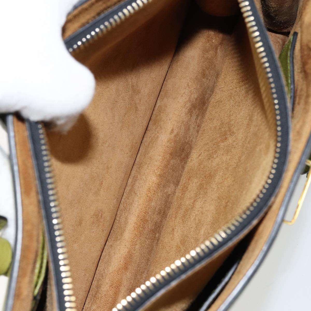 Miu Miu Hand Bag Leather Green Gold Auth 155616