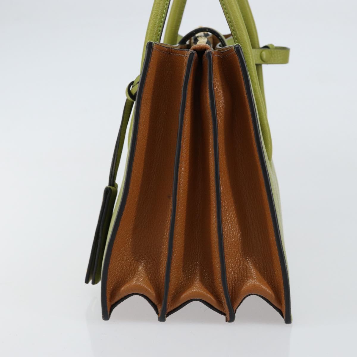 Miu Miu Hand Bag Leather Green Gold Auth 155616