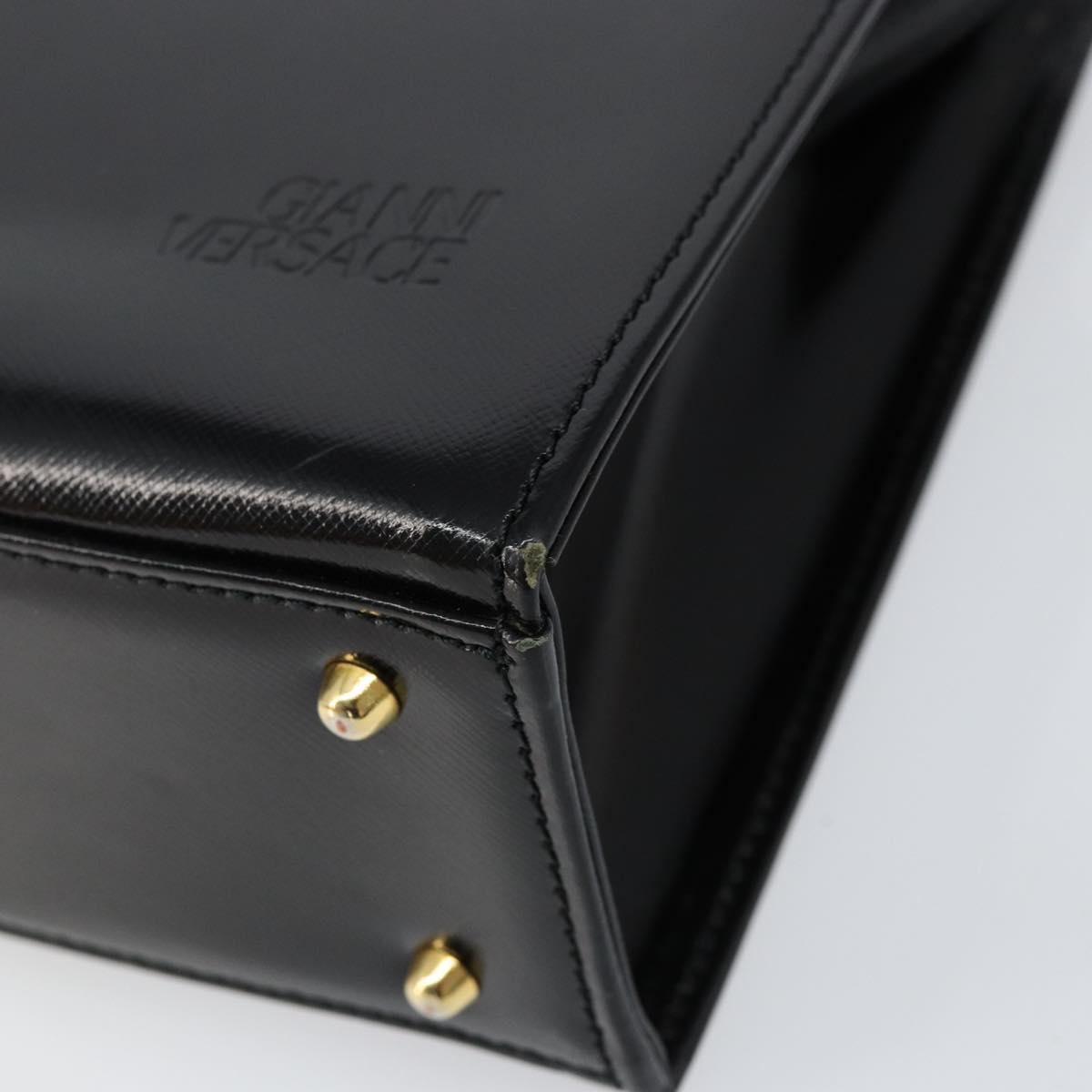Gianni Versace Shoulder Bag Leather Black Gold Auth 155617