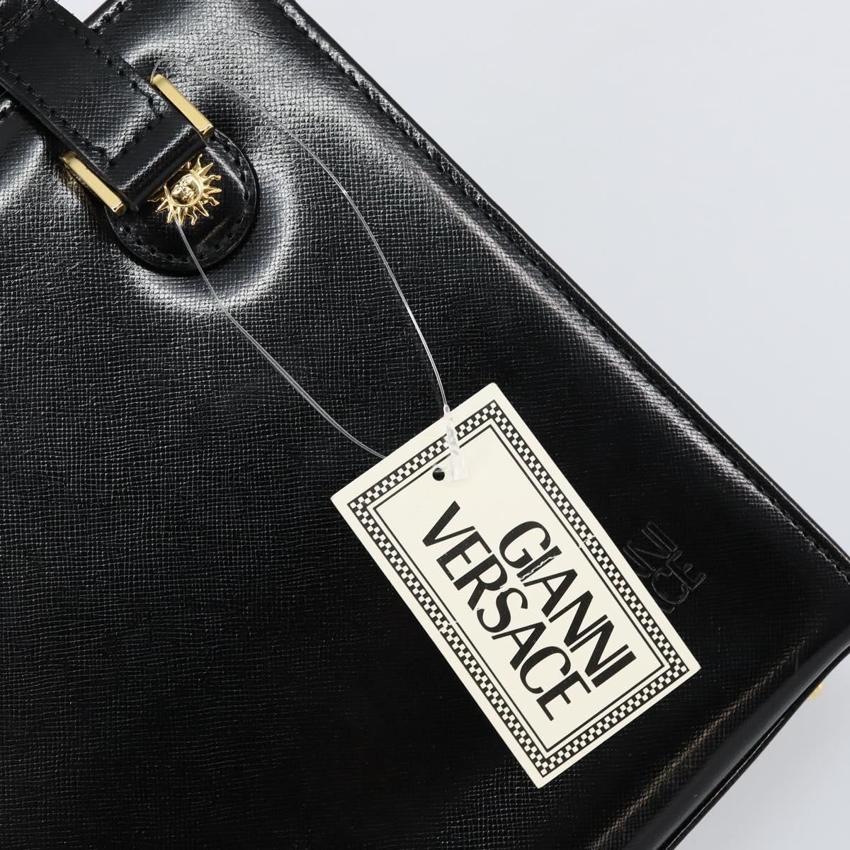 Gianni Versace Shoulder Bag Leather Black Gold Auth 155617