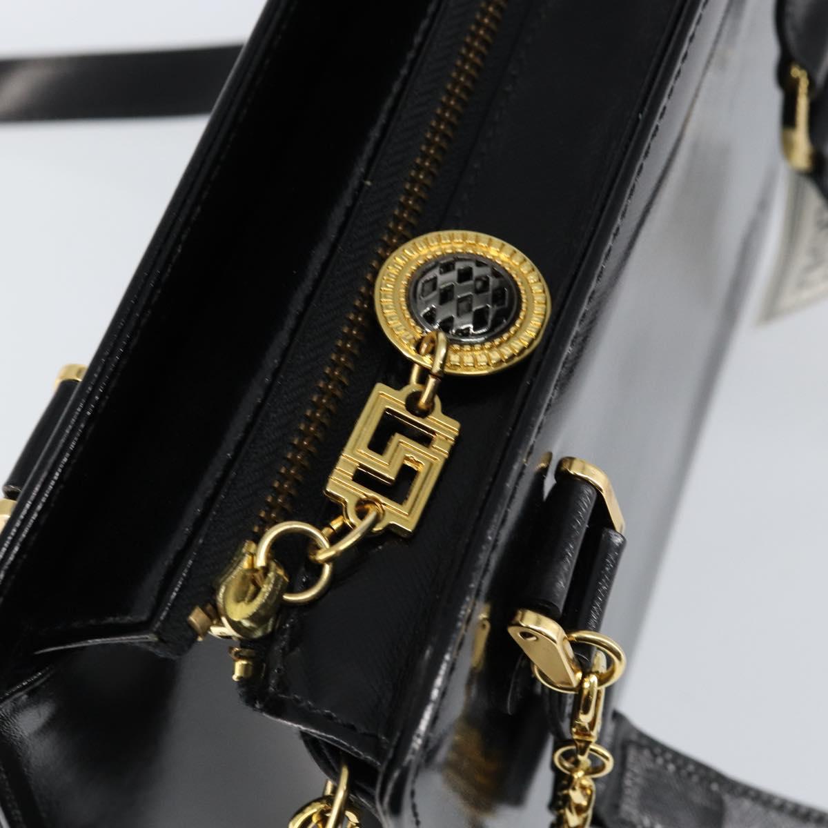 Gianni Versace Shoulder Bag Leather Black Gold Auth 155617