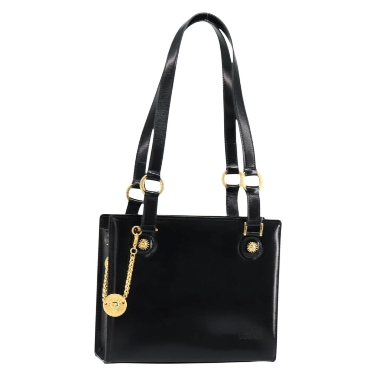 Gianni Versace Shoulder Bag Leather Black Gold Auth 155617
