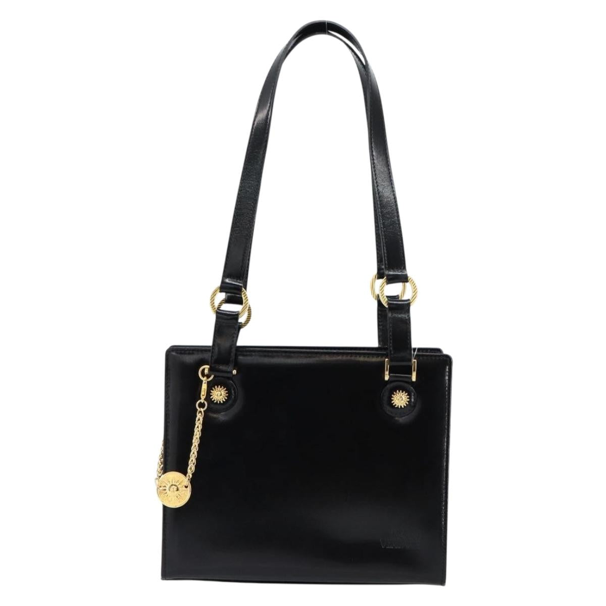 Gianni Versace Shoulder Bag Leather Black Gold Auth 155617