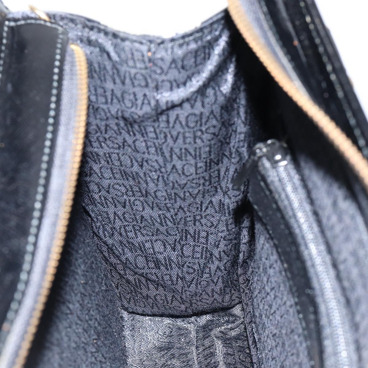 Gianni Versace Shoulder Bag Leather Black Gold Auth 155617