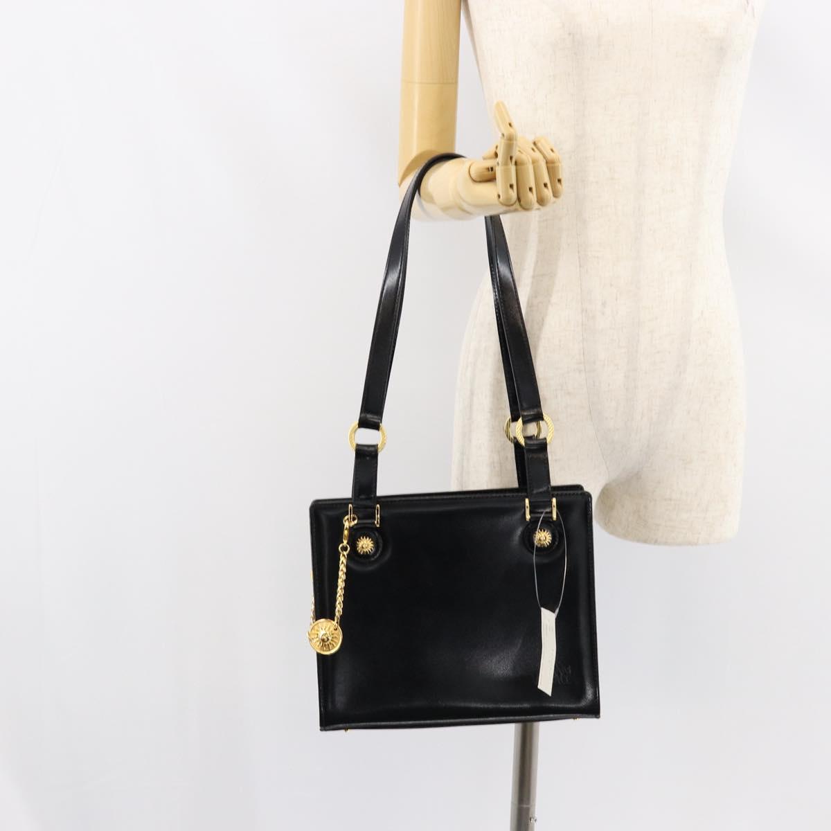 Gianni Versace Shoulder Bag Leather Black Gold Auth 155617