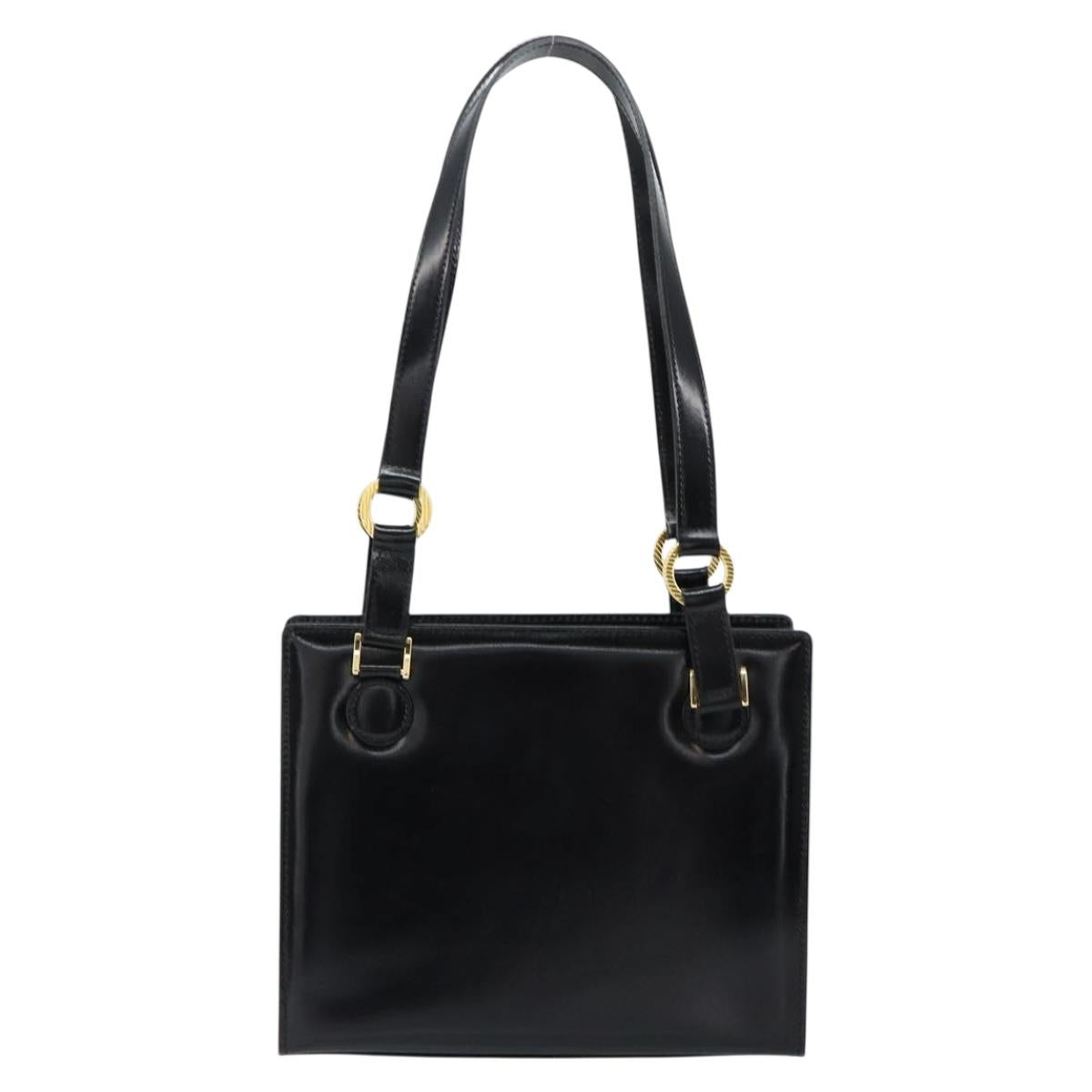 Gianni Versace Shoulder Bag Leather Black Gold Auth 155617