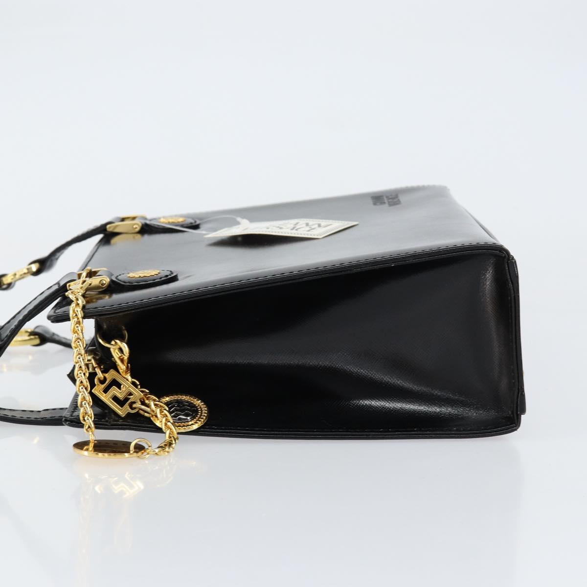Gianni Versace Shoulder Bag Leather Black Gold Auth 155617