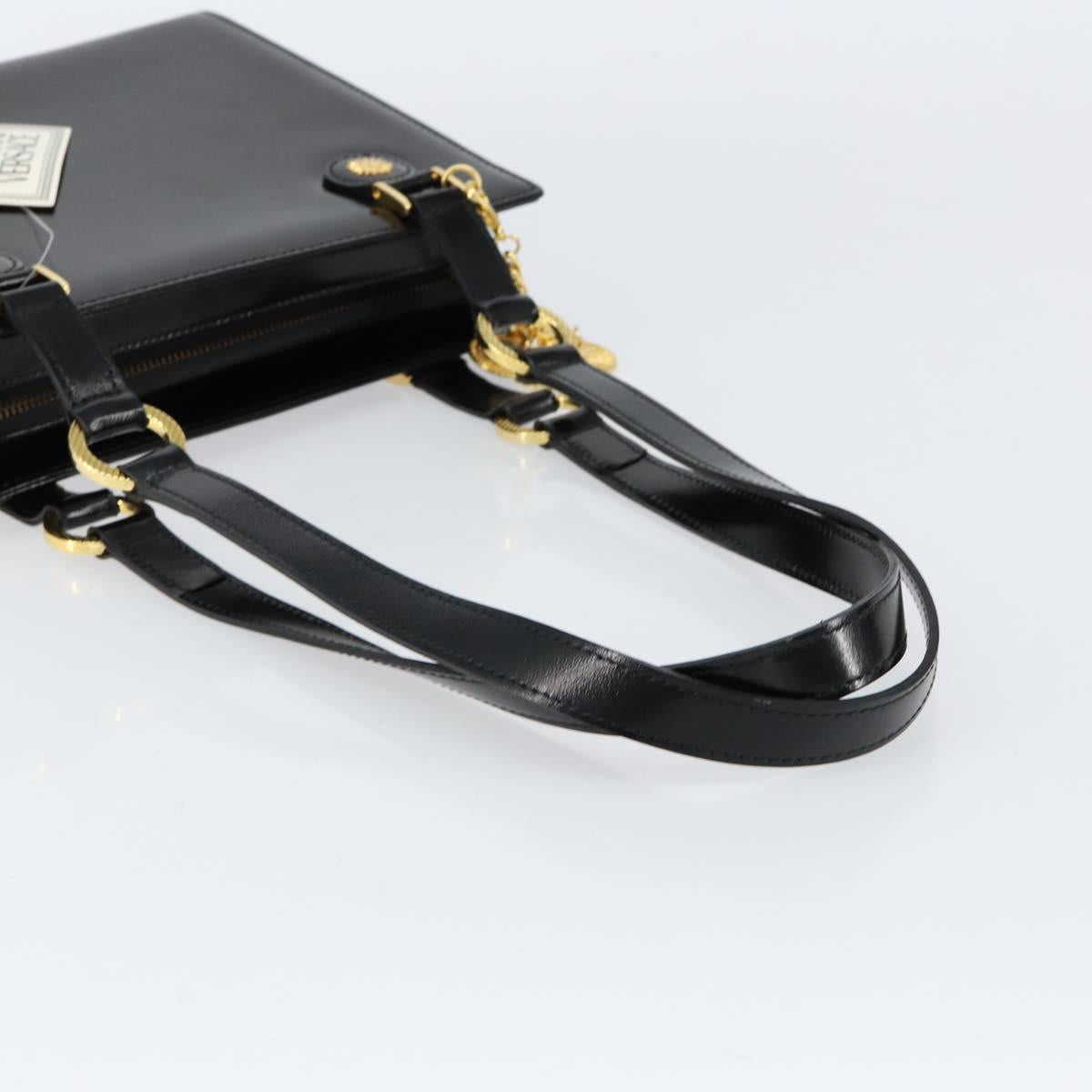 Gianni Versace Shoulder Bag Leather Black Gold Auth 155617
