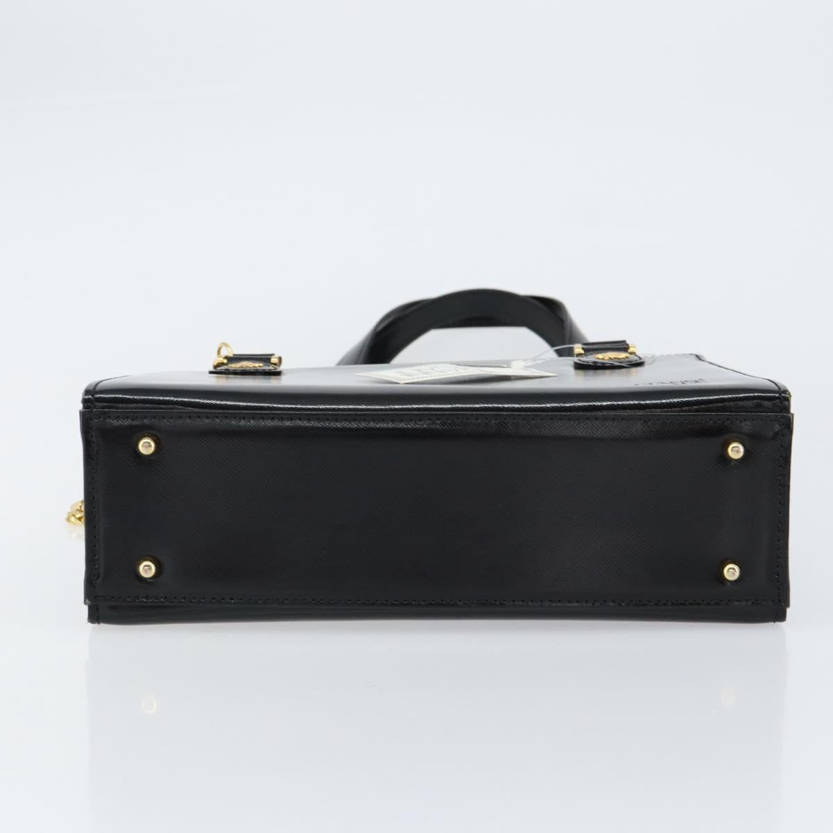 Gianni Versace Shoulder Bag Leather Black Gold Auth 155617