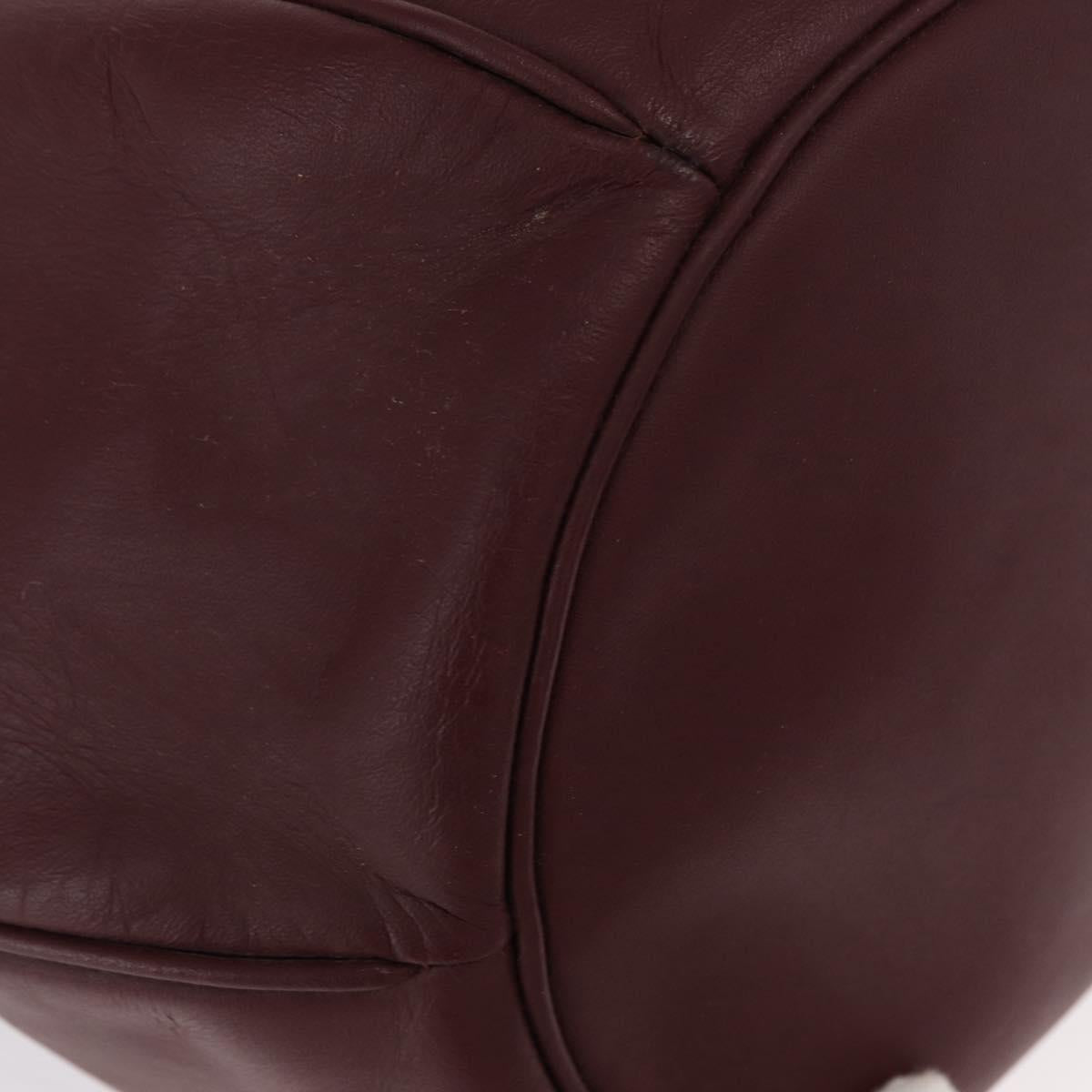 CARTIER Must Line Shoulder Bag Leather Bordeaux Gold Auth 155621