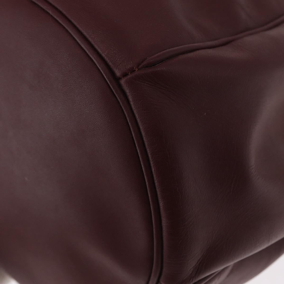 CARTIER Must Line Shoulder Bag Leather Bordeaux Gold Auth 155621