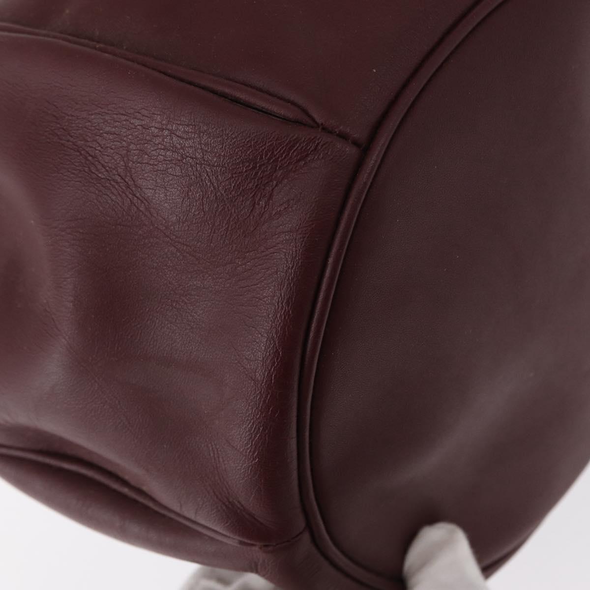 CARTIER Must Line Shoulder Bag Leather Bordeaux Gold Auth 155621