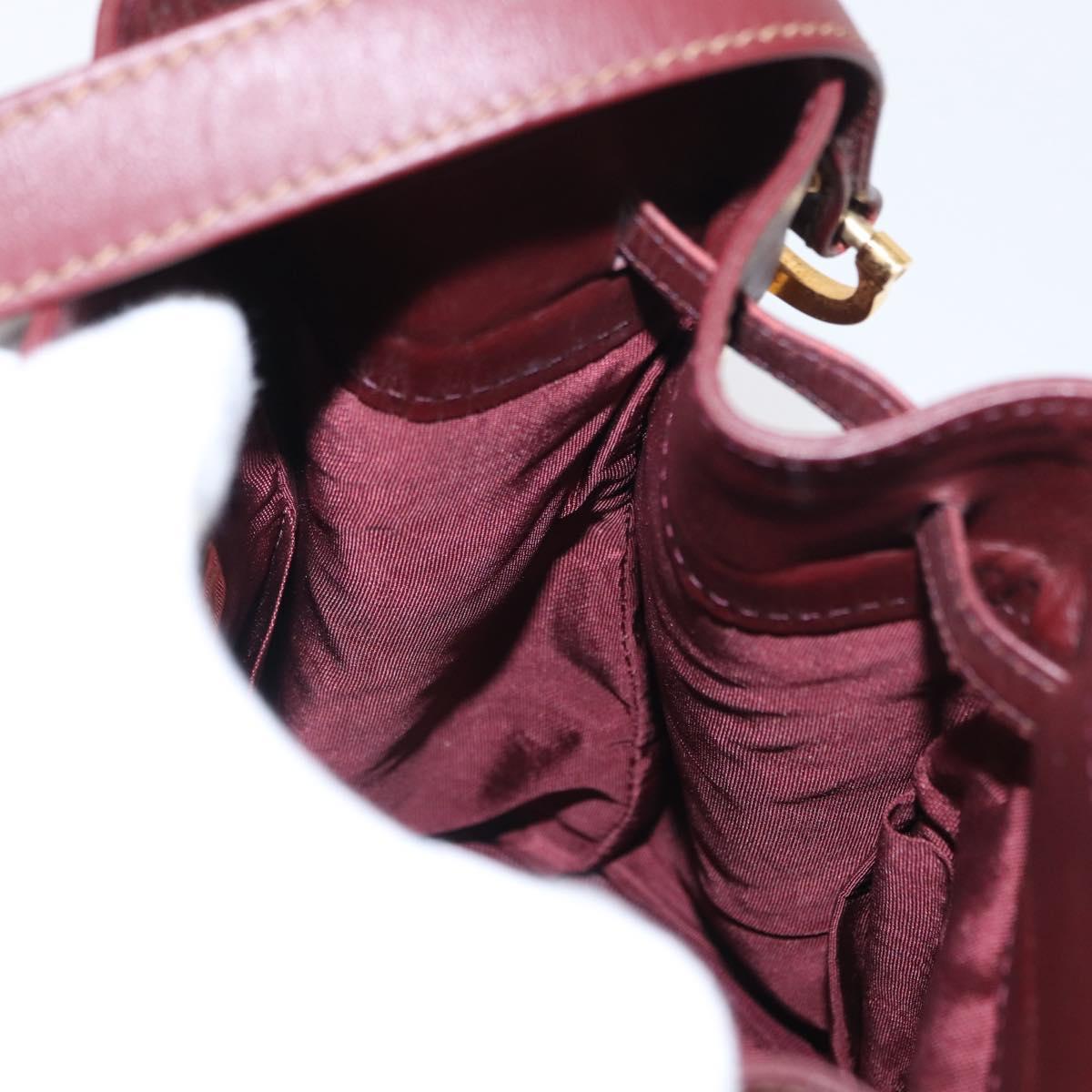 CARTIER Must Line Shoulder Bag Leather Bordeaux Gold Auth 155621