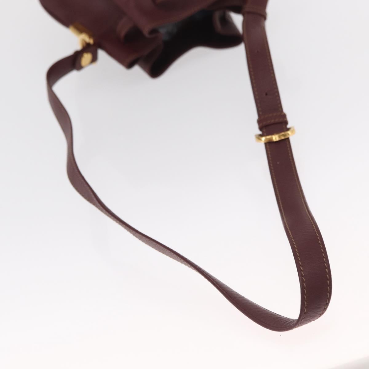 CARTIER Must Line Shoulder Bag Leather Bordeaux Gold Auth 155621