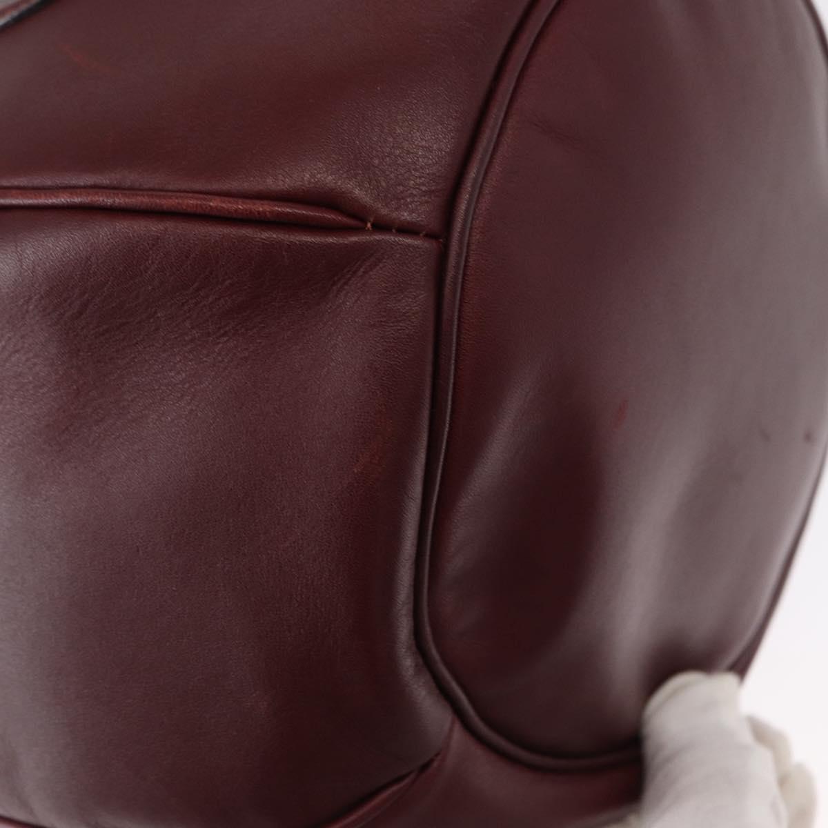 CARTIER Must Line Shoulder Bag Leather Bordeaux Gold Auth 155623